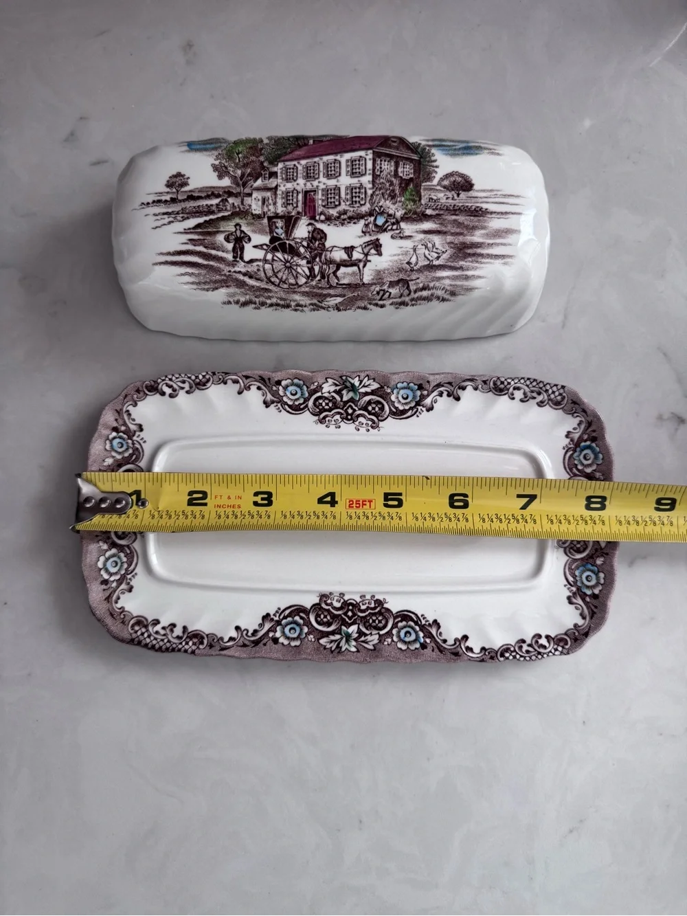 Vintage Johnson Bros Heritage Hall StaffordShire England Butter Dish